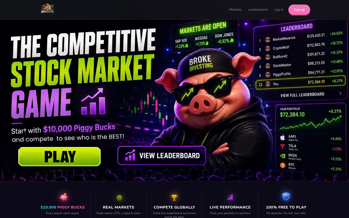 BrokeInvesting — competitive stock market game